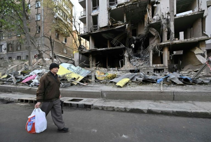 The road where the missiles hit in central Kyiv is lined with multi-story apartment buildings