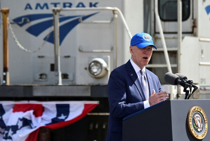 U.S. President Joe Biden delivers remarks at an event marking Amtrak's 50th Anniversary, at the 30th Street Station in Philadelphia, Pennsylvania, U.S., April 30, 2021. 