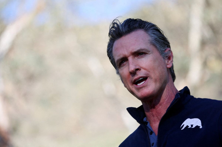 California Governor Gavin Newsom delivers remarks as he tours the U.S. Forest Service's Del Rosa Fire Station with U.S. Vice President Kamala Harris, in San Bernardino, California, U.S., January 21, 2022. 