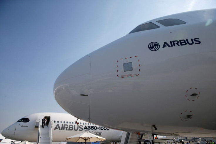 An Airbus A350-1000 Xwb (back) and an Airbus A321neo are seen on static display during the 52nd Paris Air Show at Le Bourget Airport near Paris, France, June 22, 2017. 