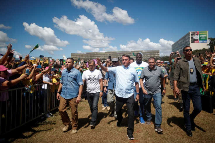 Brazilian President Jair Bolsonaro meets supporters during a the demonstration "For Freedom and for Brazil" in Brasilia, Brazil May 1, 2022.
