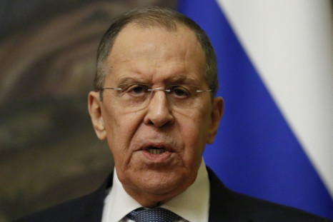 Russian Foreign Minister Sergei Lavrov attends a joint news conference with Eritrean Foreign Minister Osman Saleh (not pictured) following their talks in Moscow, Russia April 27, 2022. Yuri Kochetkov/Pool via 