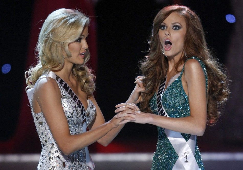 iss California Alyssa Campanella R reacts next to first runner-up Miss Tennessee Ashley Elizabeth Durham after being announced Miss USA 2011 during the Miss USA pageant in the Theatre for the Performing Arts at Planet Hollywood Hotel and Casino in Las V