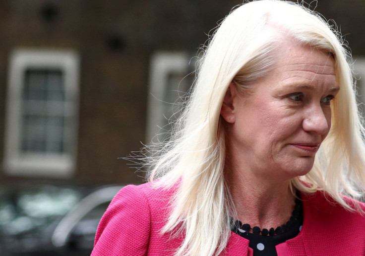 Britain's Minister without Portfolio Amanda Milling arrives for a Cabinet meeting at Downing Street in London, Britain, September 8, 2020.