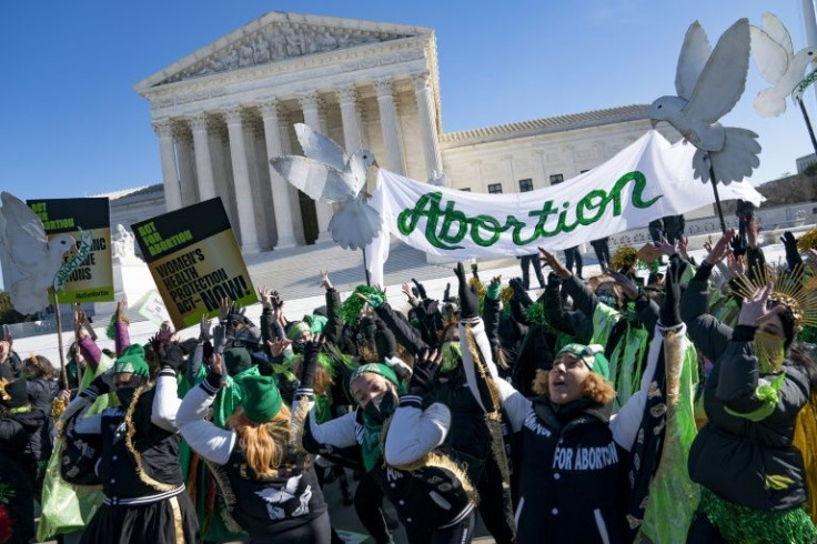 Pro-choice activists demonstrate outside the US Supreme Court