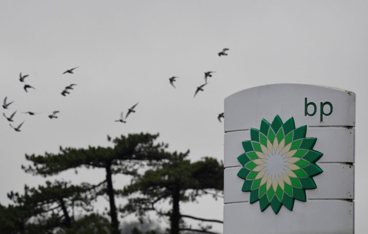 Signage is seen for BP (British Petroleum) at a service station near Brighton, Britain, January 30, 2021. 