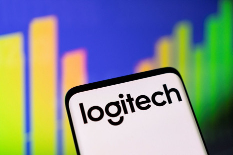 Logitech logo and stock graph are seen in this illustration taken, May 1, 2022. 