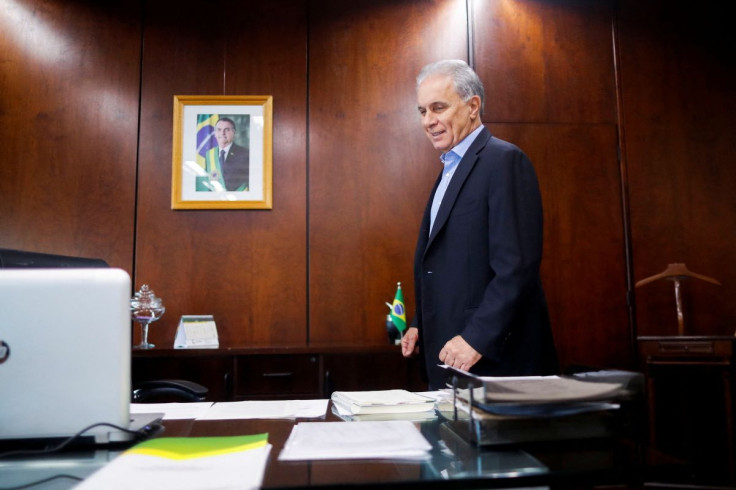 Brazil's Agriculture Minister Marcos Montes arrives for an interview with Reuters in Brasilia, Brazil May 2, 2022.