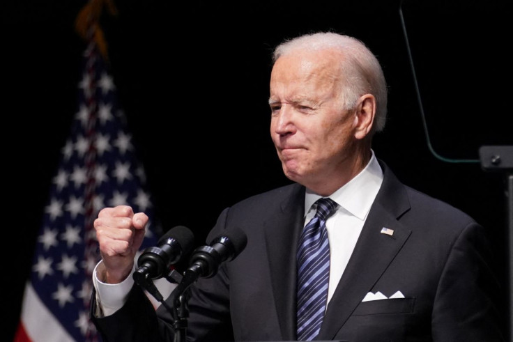 U.S. President Joe Biden speaks during a memorial service for former Vice President Walter Mondale in Minneapolis, Minnesota, U.S., May 1, 2022.