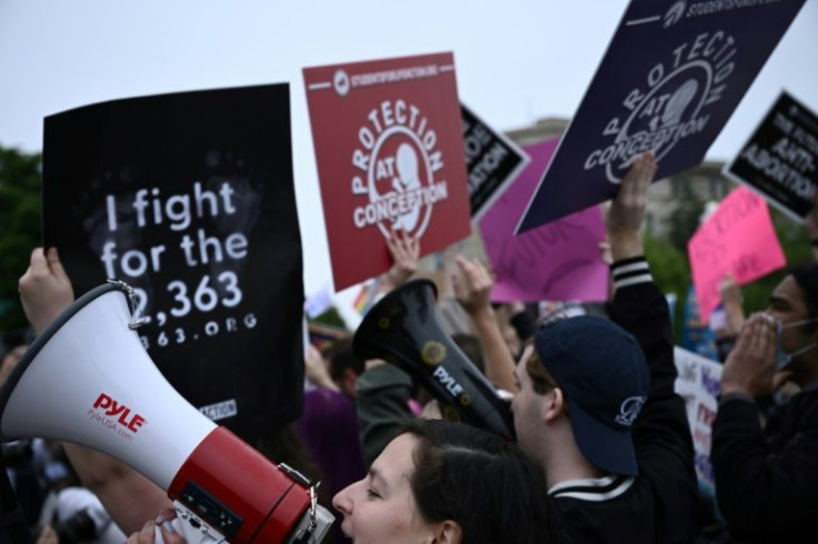 Anti-abortion demonstrators gathered in front of the US Supreme Court in Washington in support of a leaked draft ruling that would overturn the law enshrining the nationwide right to the procedure