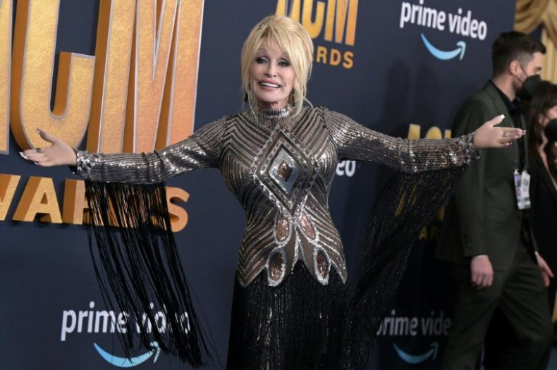 US singer and songwriter Dolly Parton arrives for the 57th Academy of Country Music awards at the Allegiant stadium in Las Vegas, Nevada on March 7, 2022