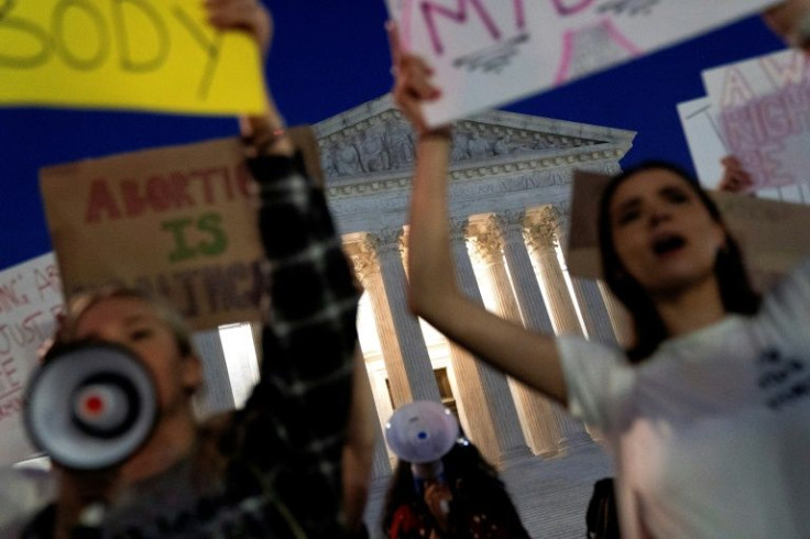 Abortion rights demonstrators outside the US Supreme Court on May 3, 2022