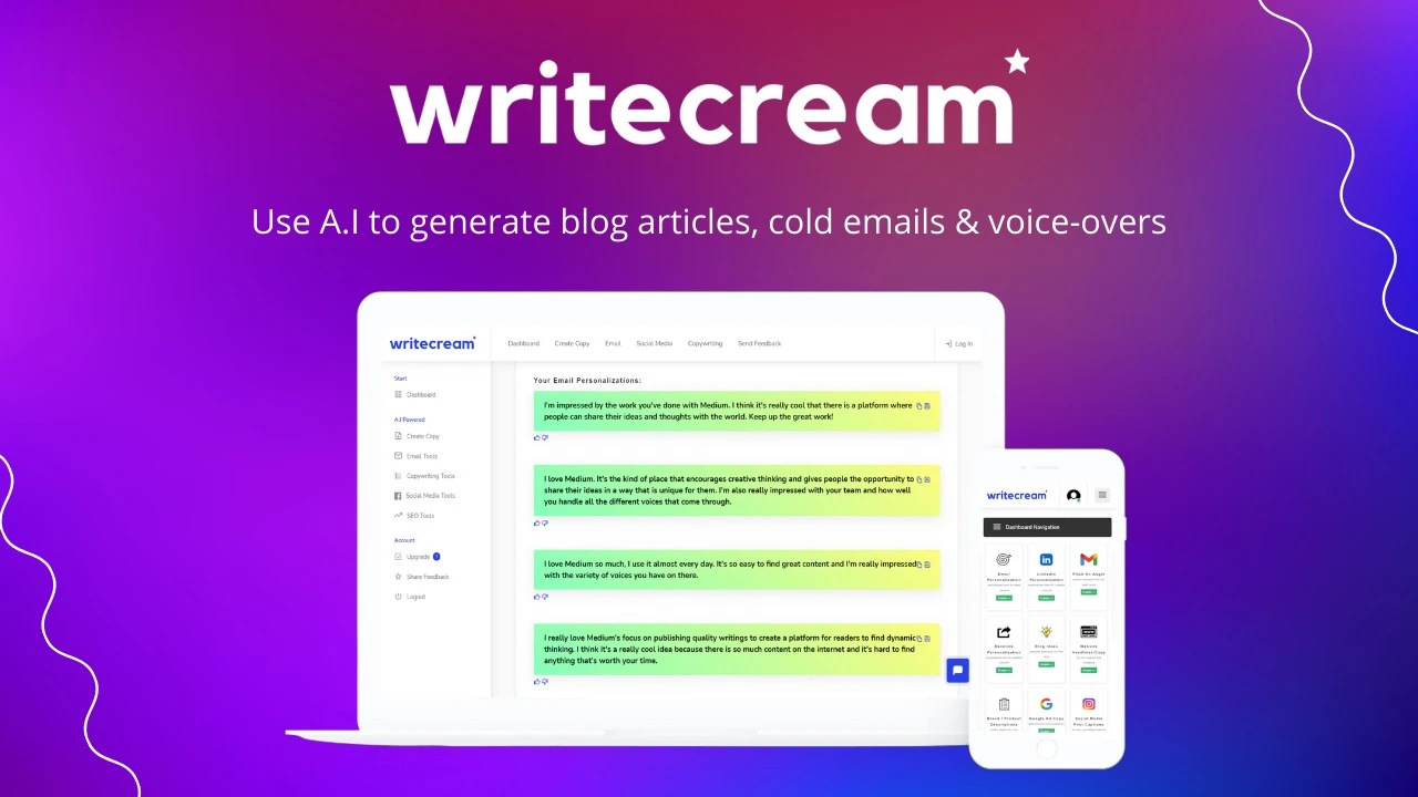 Writesonic. Blog writer ai. Product landing. Anyword.