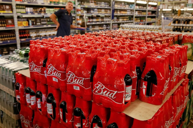 Packs of Bud beer are displayed for sale at a Metro cash and carry store in Kiev, Ukraine, August 17, 2016.  