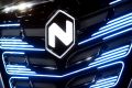 U.S. Nikola's logo is pictured at an event held to present CNH's new full-electric and Hydrogen fuel-cell battery trucks in partnership with U.S. Nikola event in Turin, Italy, December 3, 2019. 