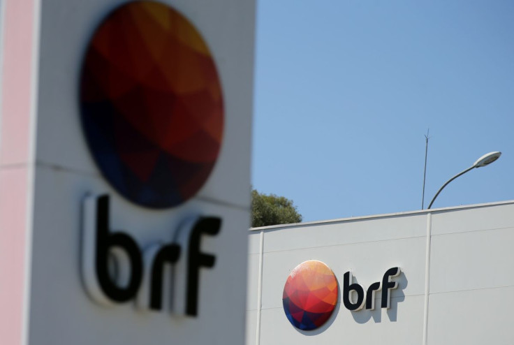 Logos of Brazilian meatpacker BRF SA are seen in the headquarters in Curitiba, Brazil October 1, 2019.