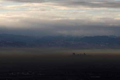The Rocky Mountains are pictured as a layer of air pollution hangs over Denver, Colorado, U.S. January 21, 2020. Picture taken January 21, 2020. 