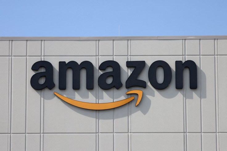 Signage is seen at an Amazon facility in Staten Island, New York City, U.S., April 24, 2022.