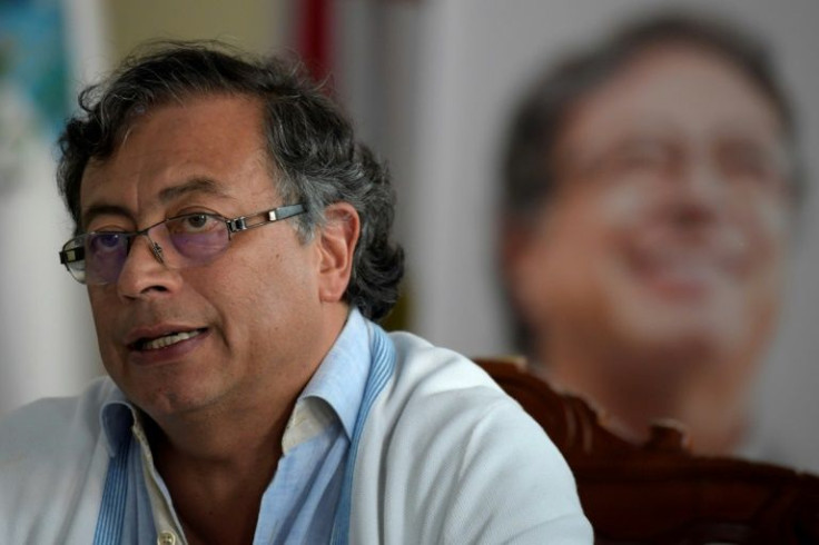 Colombian presidential candidate Gustavo Petro, pictured in April 2022, delivers a press conference