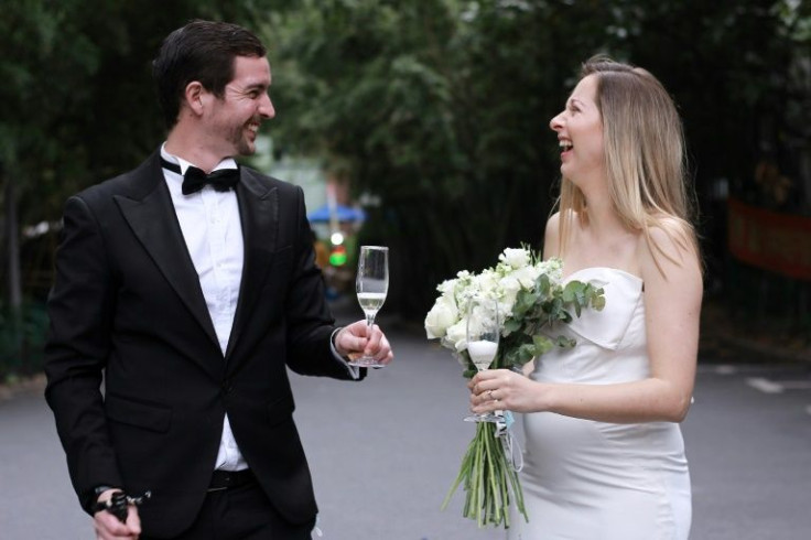 Bride Janelle Nuyts and groom Matthew Mitchener tied the knot under lockdown
