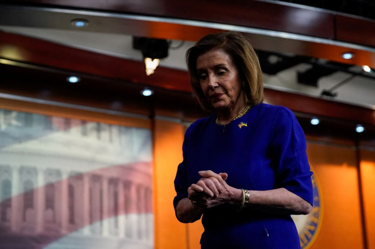 U.S. House Speaker Nancy Pelosi (D-CA) leaves a news conference about legislative efforts to lower gas prices, on Capitol Hill in Washington, U.S., April 28, 2022. 