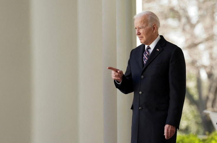 U.S. President Joe Biden enters the Rose Garden during a ceremony at the White House in Washington, U.S., March 29, 2022. 