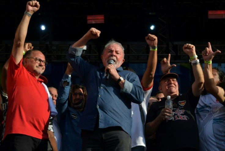 Luiz Inacio Lula da Silva, seen here speaking at a 2022 May Day rally, is set to launch another bid for Brazil's presidency, twelve years after leaving office