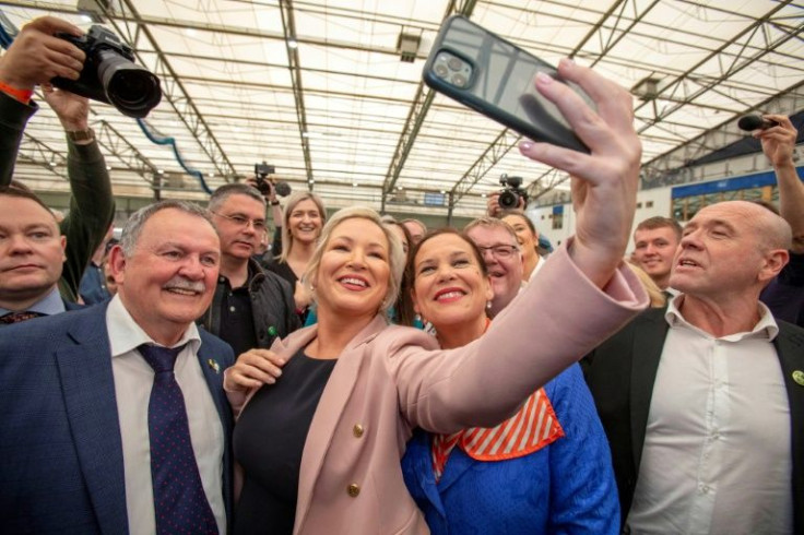 'The people have spoken,' said Sinn Fein Deputy First Minister of Northern Ireland Michelle O'Neill (centre L)