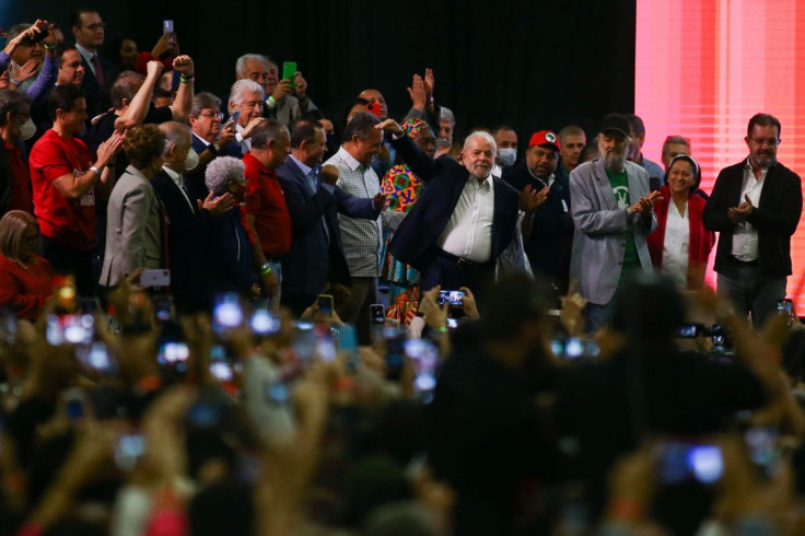 Former Brazil's President Luiz Inacio Lula da Silva takes part in an event to officially launch the coalition "Vamos Juntos Pelo Brasil" (Let's go together for Brazil) for the presidential election, in October, with Geraldo Alckmin as his vice president c