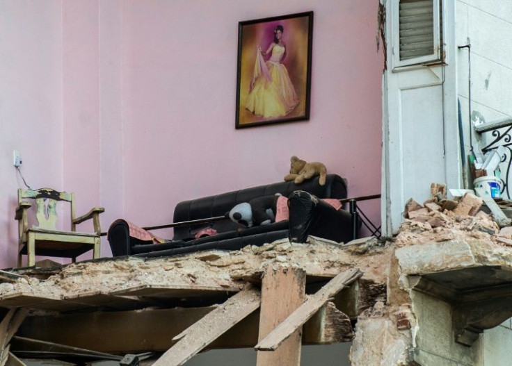 A damaged room is seen inside the destroyed Saratoga Hotel in Havana, on May 7, 2022