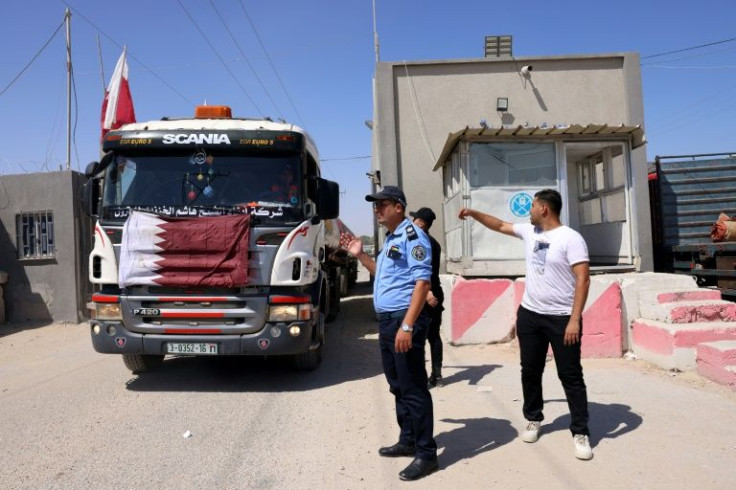 A tanker with Qatari flags transporting fuel for Gaza's sole power plant