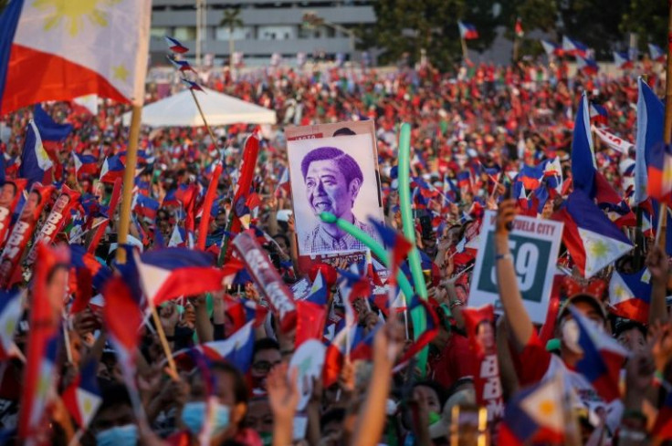 Thousands of supporters of Philippine presidential candidate Ferdinand Marcos Jr cheer at the last campaign rally ahead of the May 9 election