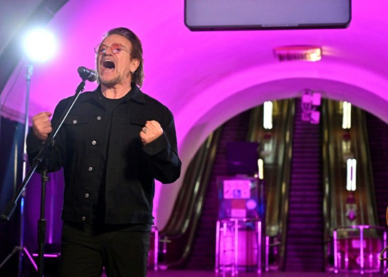 Bono belted out U2 classics from the platform of Kyiv metro station