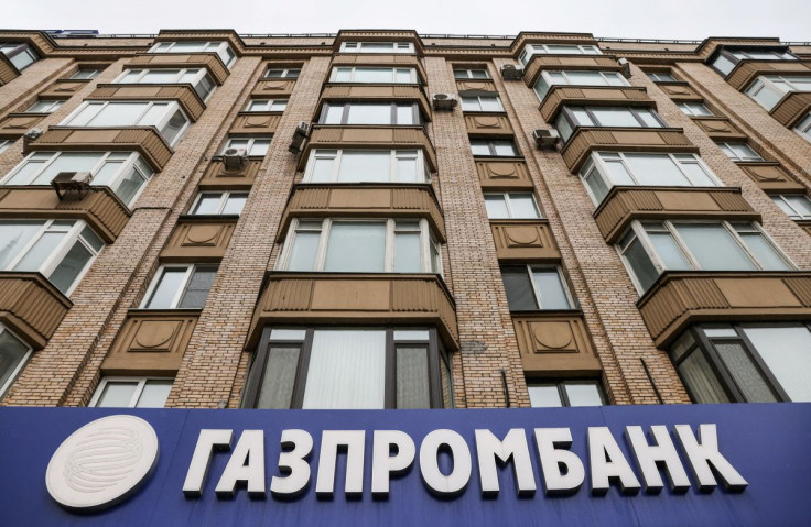 The logo of Gazprombank is seen at a branch office in Moscow, Russia March 31, 2022. 