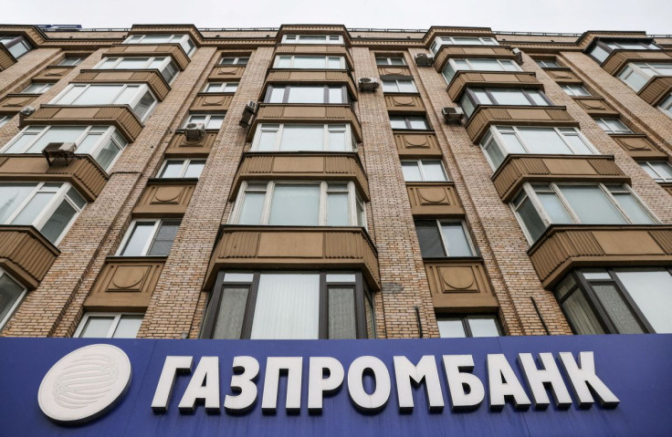 The logo of Gazprombank is seen at a branch office in Moscow, Russia March 31, 2022.