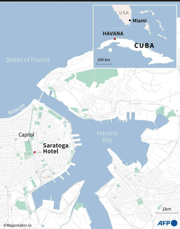 Map of Havana in Cuba locating Saratoga Hotel
