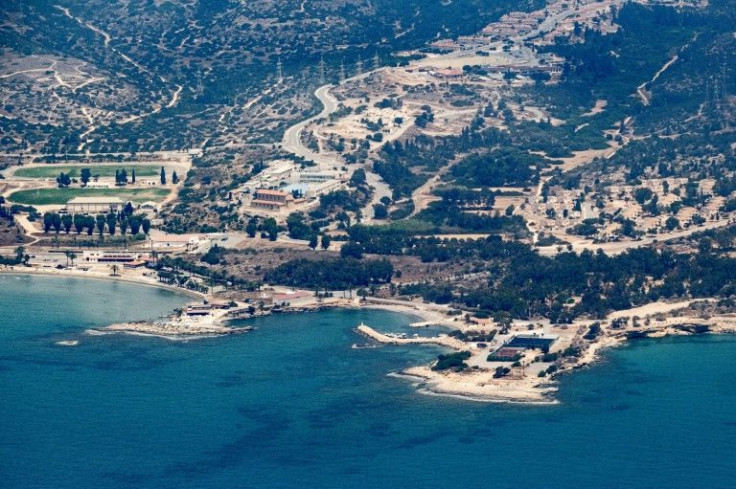 An aerial view of the United Kingdom's Dhekelia Sovereign Base Area east of Larnaca -- it is one of two such areas on the island of Cyprus