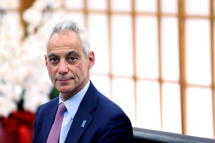 New U.S. Ambassador to Japan Rahm Emanuel looks on during his meeting with Japan's Foreign Minister Yoshimasa Hayashi in Tokyo, Japan, February 1, 2022. Behrouz Mehri/Pool via REUTERS