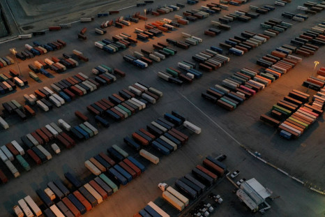 Cargo shipping containers are seen at a storage yard in Carson, California, U.S., March 11, 2022. Picture taken March 11, 2022 with a drone. 