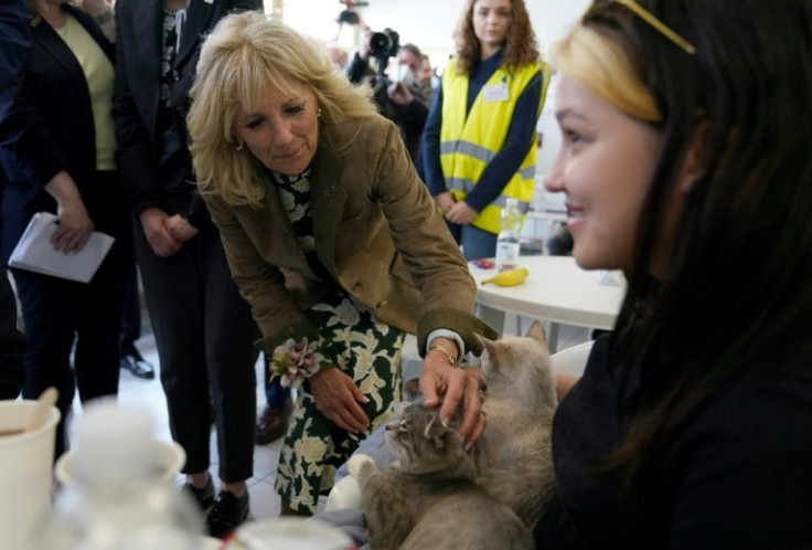 US First Lady Jill Biden meets Ukrainian refugees at a city-run refugee center in Kosice, Slovakia