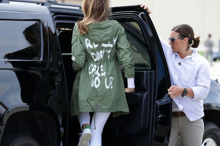 Melania Trump, a former fashion model, often made statements through her clothing, including the notorious "I don't really care, do u?" jacket