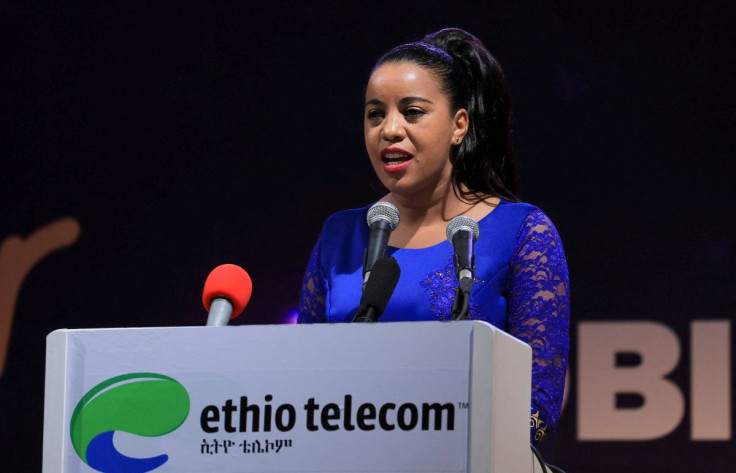 Ethio-Telecom Chief Executive Officer, Frehiwot Tamru addresses delegates during the launch of a mobile phone-based financial service named Telebirr mobile money service, in Addis Ababa, Ethiopia May 11, 2021.
