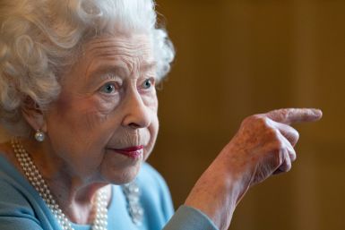 Britain's Queen Elizabeth gestures during a reception with representatives from local community groups to celebrate the start of the Platinum Jubilee, at the Ballroom of Sandringham House, which is the Queen's Norfolk residence, in Sandringham, Britain, F