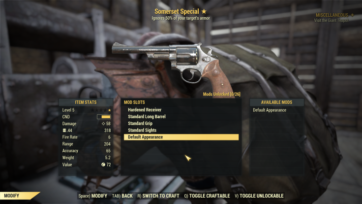 The Somerset Special revolver in Fallout 76