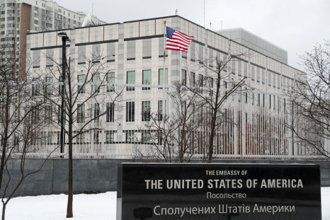 A view shows the U.S. embassy in Kyiv, Ukraine February 12, 2022. 