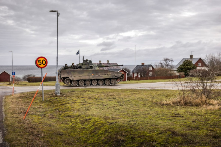 Gotland's Regiment patrols the roads in a tank, amid increased tensions between NATO and Russia over Ukraine, on the Swedish island of Gotland, Sweden January 16, 2022. TT News Agency/Karl Melander via REUTERS