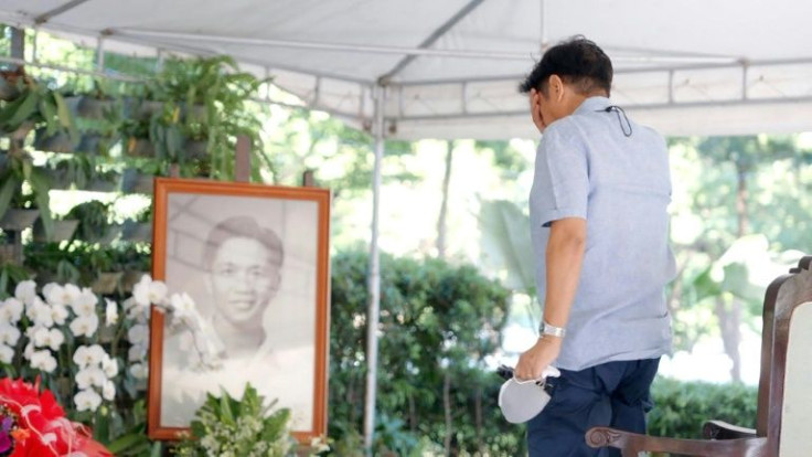 Philippine president-elect Ferdinand Marcos Jr visits his fathers grave at the Heroes' Cemetery in suburban Manila