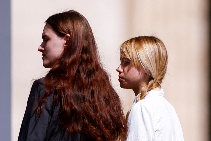 Wives of Ukrainian Azov soldiers currently trapped inside the Azovstal Iron and Steel Works in Mariupol attend the weekly general audience held by Pope Francis at the Vatican, May 11, 2022.