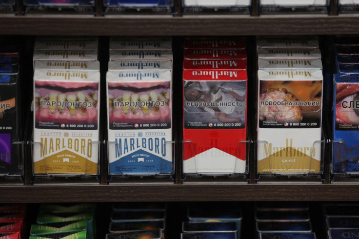 Packs of Marlboro cigarettes are on display in a shop in Saint Petersburg, Russia April 10, 2022.