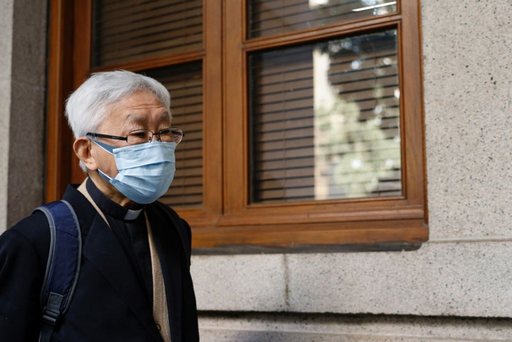 Retired bishop Cardinal Joseph Zen Ze-kiun arrives the Court of Final Appeal to support media mogul Jimmy Lai, founder of Apple Daily during a hearing an appeal by the Department of Justice against the bail decision of Lai, in Hong Kong, China December 31